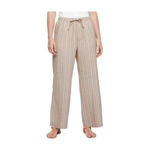 🤍 Gap Women’s Linen Blend Pull-On Pants – Khaki w/ White Stripes – Size M – NWT